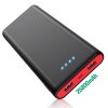 HETP Power Bank, Portable Charger 25800mAh [Newest Black-Red Design] High Capacity Power Banks with 2 USB Ports External Battery Pack with 4 LED Lights for Smart Phones,Tablet and Other Devices